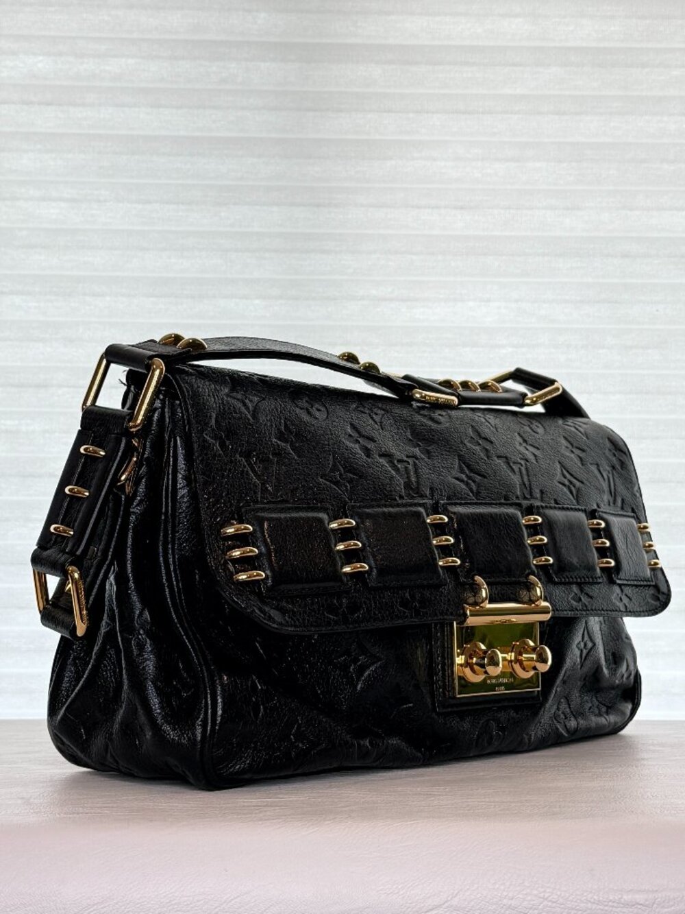 Louis Vuitton Rubel Monogram Empreinte Black Leather Shoulder Bag 2009 - Picture 4 of 16